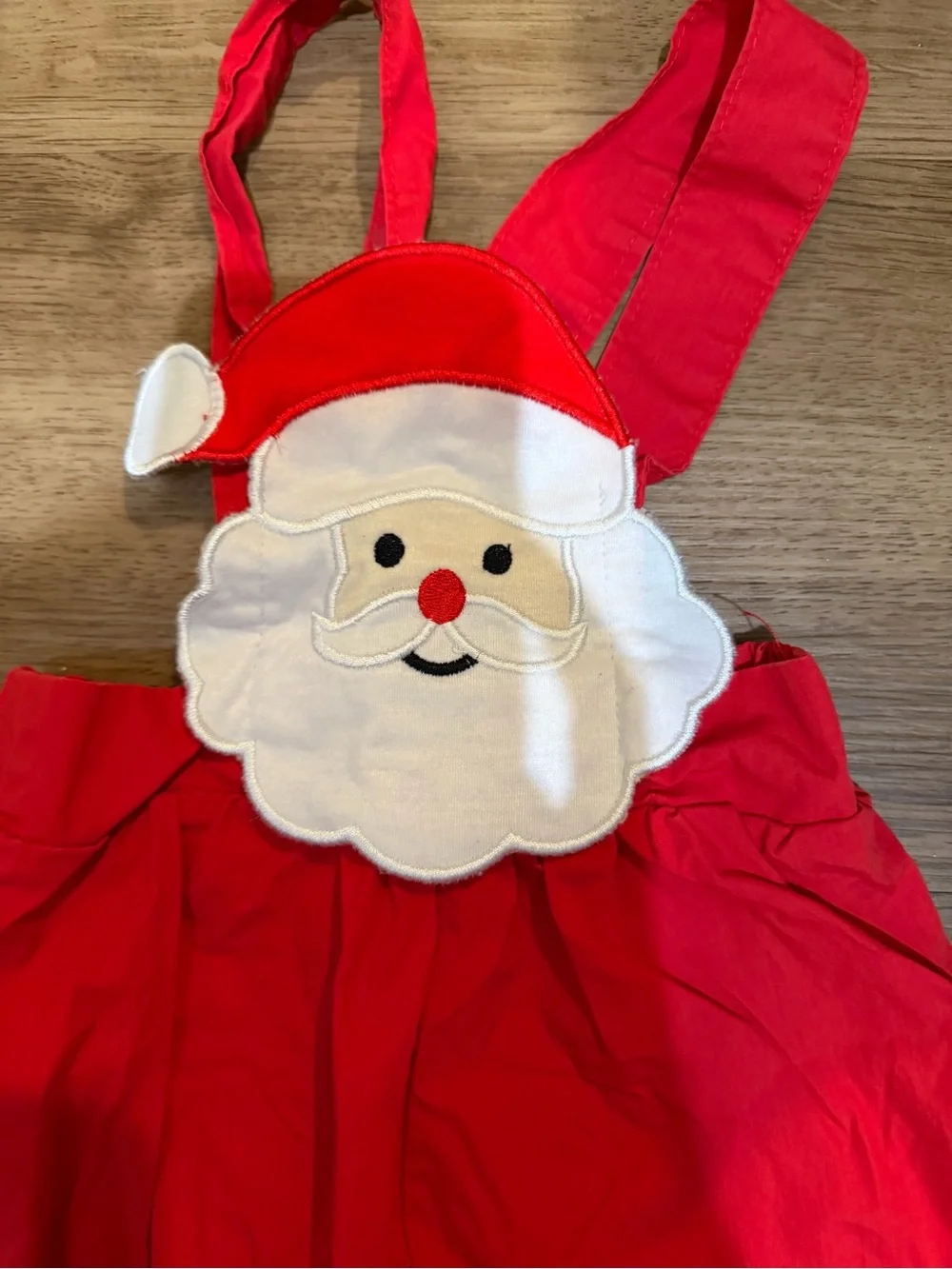 Kids Red Santa Applique Overalls